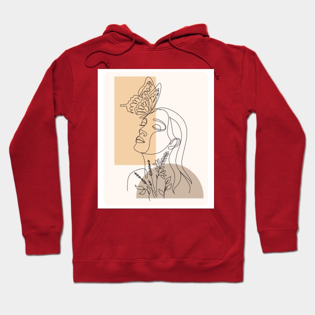 Abstract Face Line Art Hoodie by yesorno